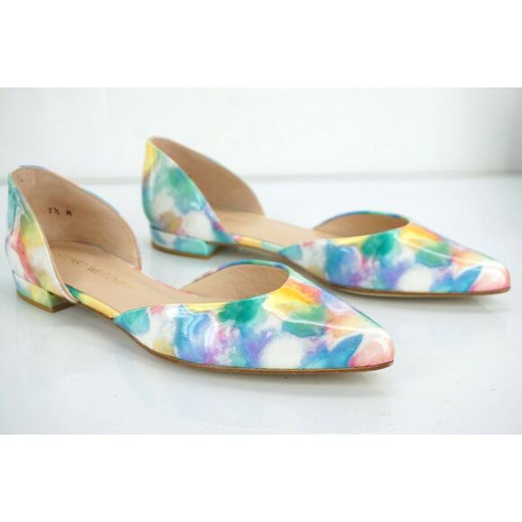 Stuart Weitzman Floral Patent Twodays d'orsay Ballet Flat SZ 7.5 Pointy - Picture 4 of 12